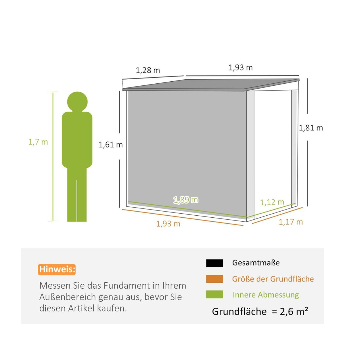 Outsunny Metall Gerätehaus mit Pultdach und Fenster in Anthrazit, B/H/T: 128 x 181 x 193 cm - Bild 4