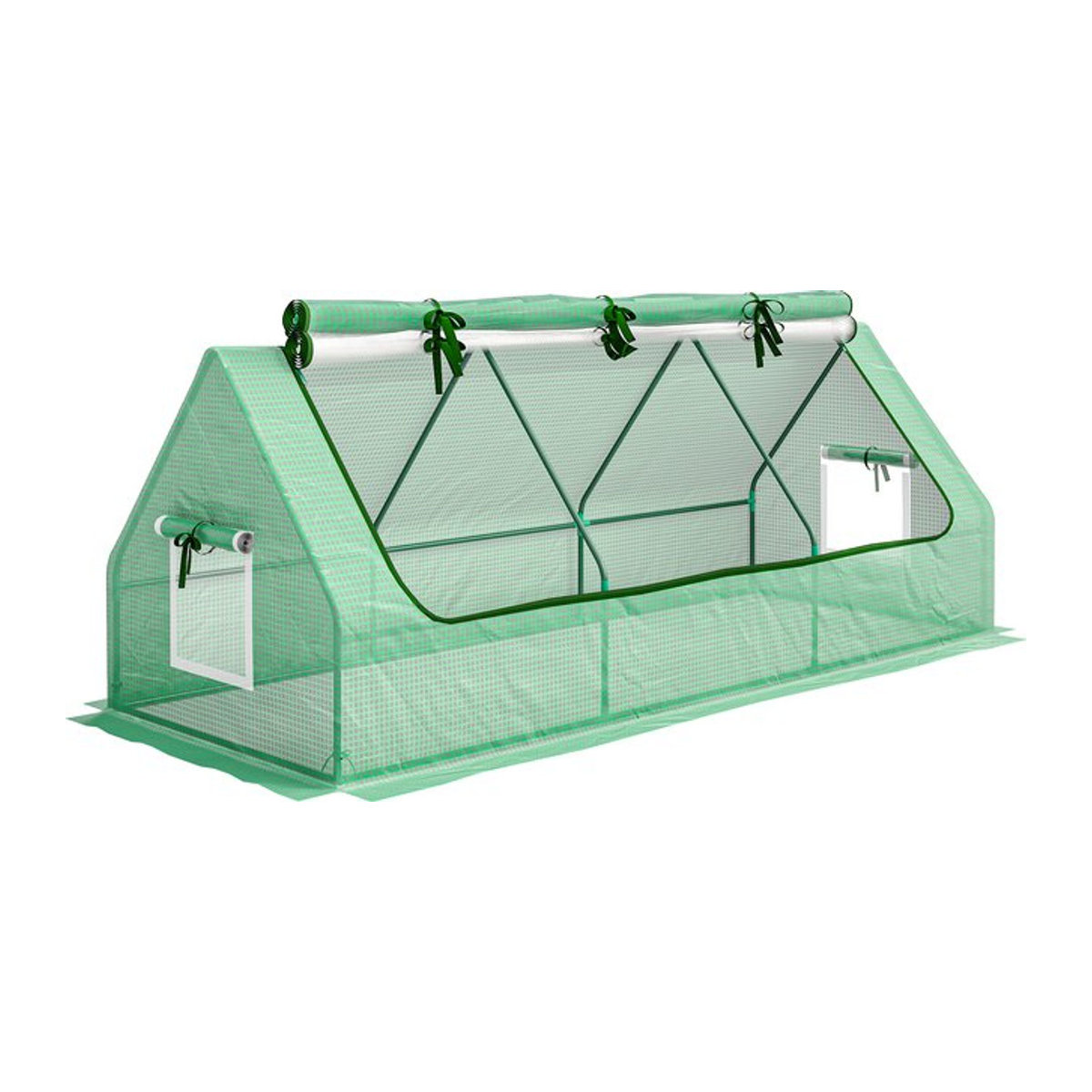 Outsunny Mini Gewächshaus aus Stahl mit UV-beständiger PE-Folie und Mesh-Fenster in Grün, B/T/H: 240 x 90 x 90 cm - Bild 1