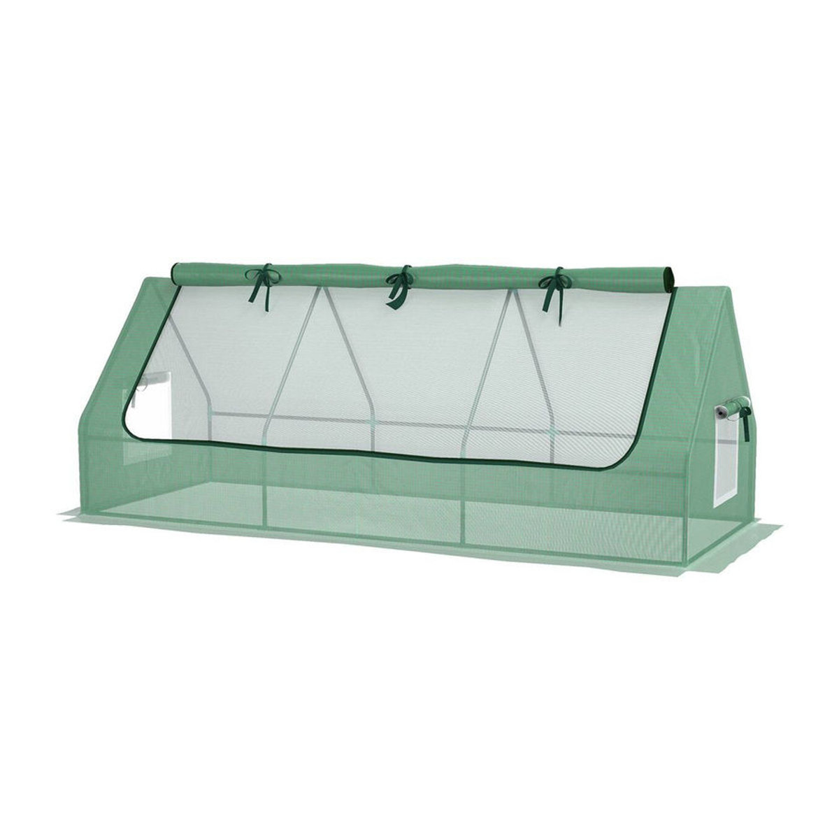 Outsunny Mini Gewächshaus aus Stahl mit UV-beständiger PE-Folie und Mesh-Fenster in Grün, B/T/H: 240 x 90 x 90 cm - Bild 5