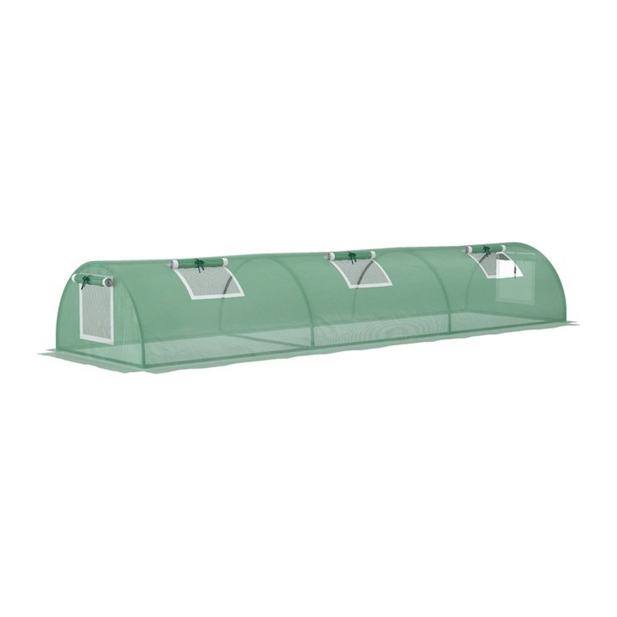Outsunny Mini Tunnelgewächshaus aus Stahl mit UV-beständiger PE-Folie und Mesh-Fenstern in Grün, B/H/L: 80 x 45 x 300 cm - Bild 1
