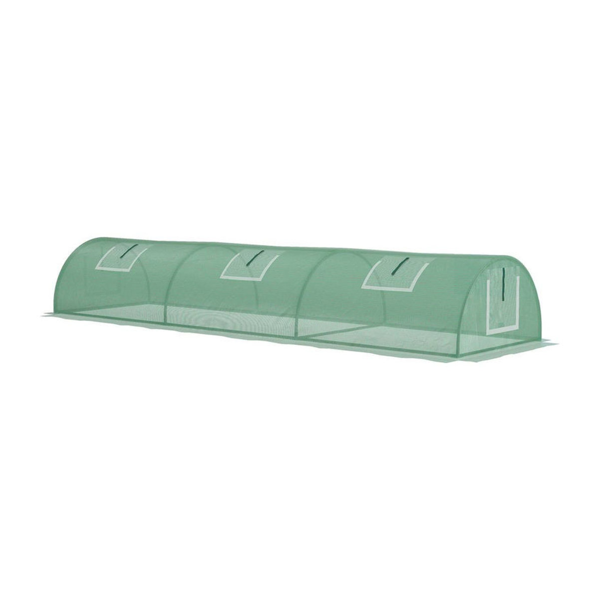 Outsunny Mini Tunnelgewächshaus aus Stahl mit UV-beständiger PE-Folie und Mesh-Fenstern in Grün, B/H/L: 80 x 45 x 300 cm - Bild 3