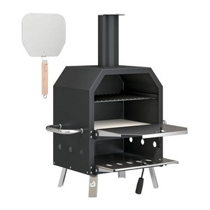 Outsunny Outdoor Pizzaofen aus Edelstahl mit 2 Ebenen und Pizzastein, holzbefeuerter tragbarer Pizzaofen für Garten und Camping, Marke Aosom