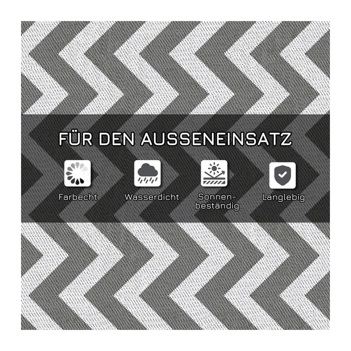 Outsunny Outdoor-Teppich aus Kunststoff in Grau und Weiß mit geometrischem Muster, Rechteckig, B/T: 182 x 121 cm - Bild 4