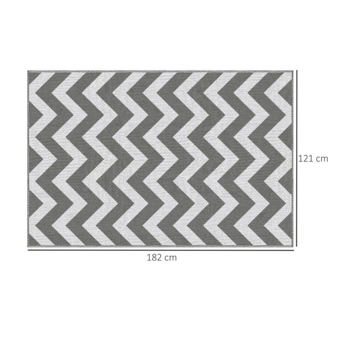Outsunny Outdoor-Teppich aus Kunststoff in Grau und Weiß mit geometrischem Muster, Rechteckig, B/T: 182 x 121 cm - Bild 5