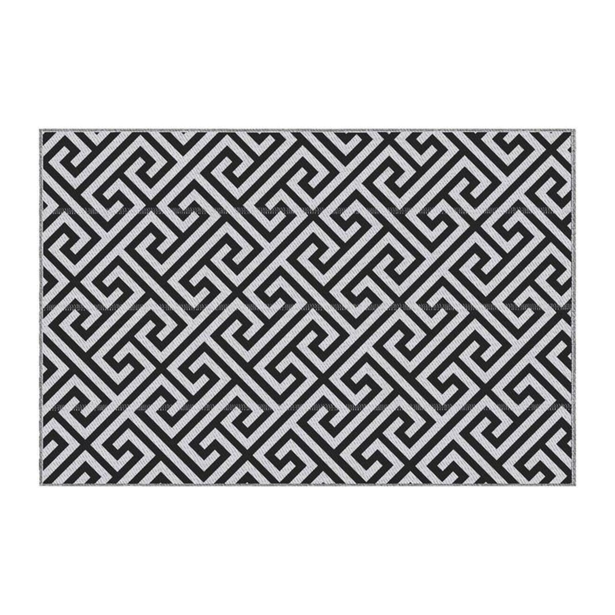Outsunny Outdoor Teppich aus Polypropylen in Schwarz/Weiß mit geometrischem Design, rechteckig, B: 243 cm, T: 152 cm, H: 1,2 cm - Bild 3