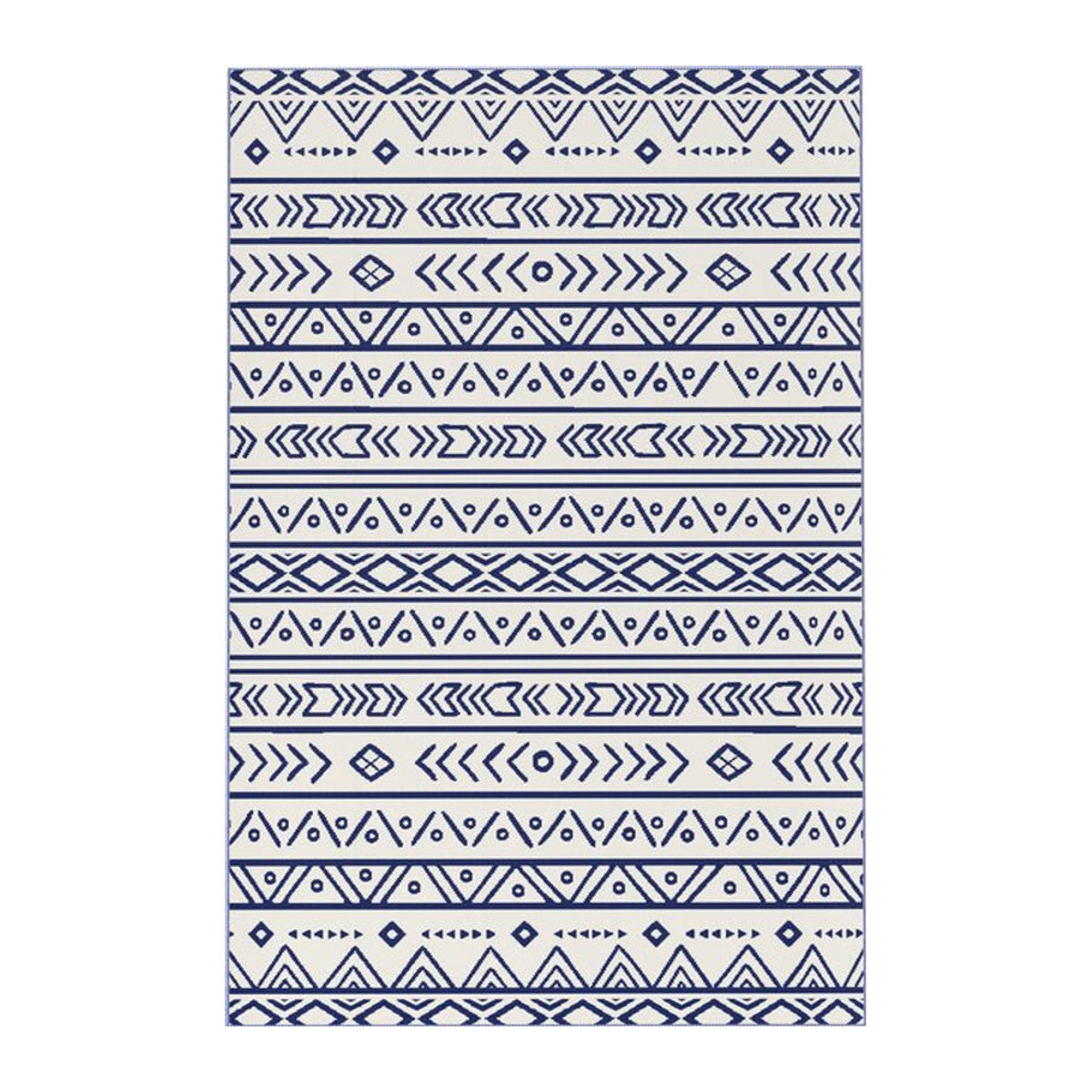 Outsunny Outdoor-Teppich in Blau Weiß Bunt mit geometrischem Boho-Design aus Polypropylen, B/H/T: 274 x 182 x 1,6 cm - Bild 1
