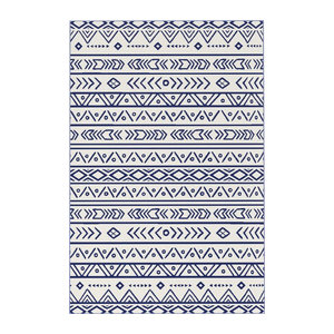 Outsunny Outdoor-Teppich in Blau Weiß Bunt mit geometrischem Boho-Design aus Polypropylen, B/H/T: 274 x 182 x 1,6 cm