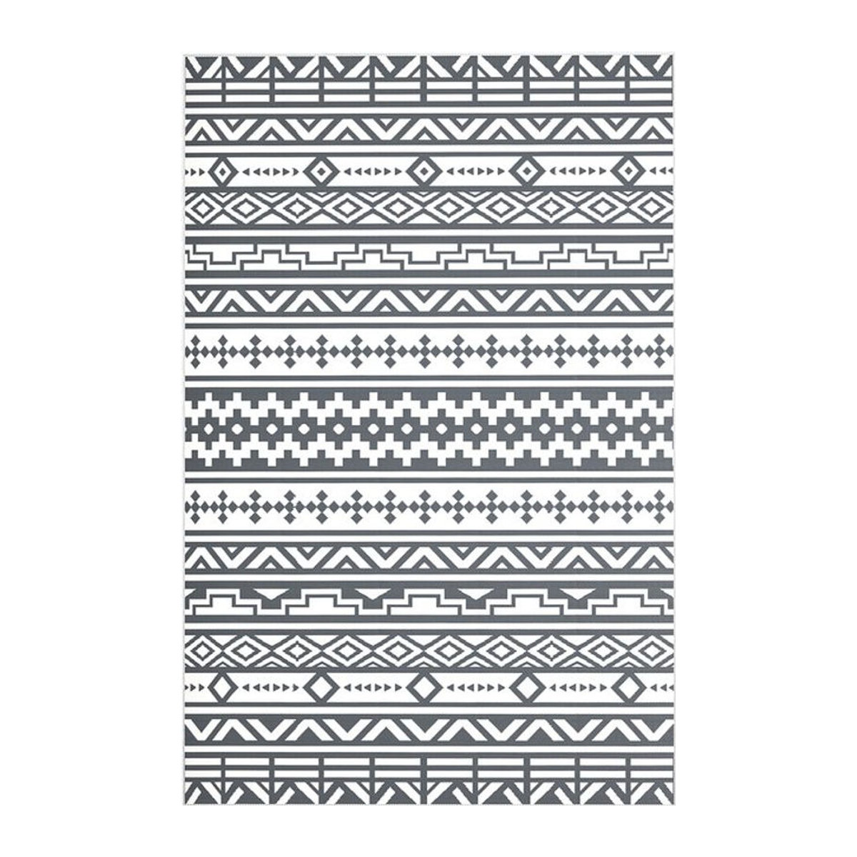Outsunny Outdoor Teppich mit geometrischem Design aus Polypropylen, Rechteckig, B/L: 182 x 274 cm, Anthrazit/Weiß/Schwarz/Weiß - Bild 1