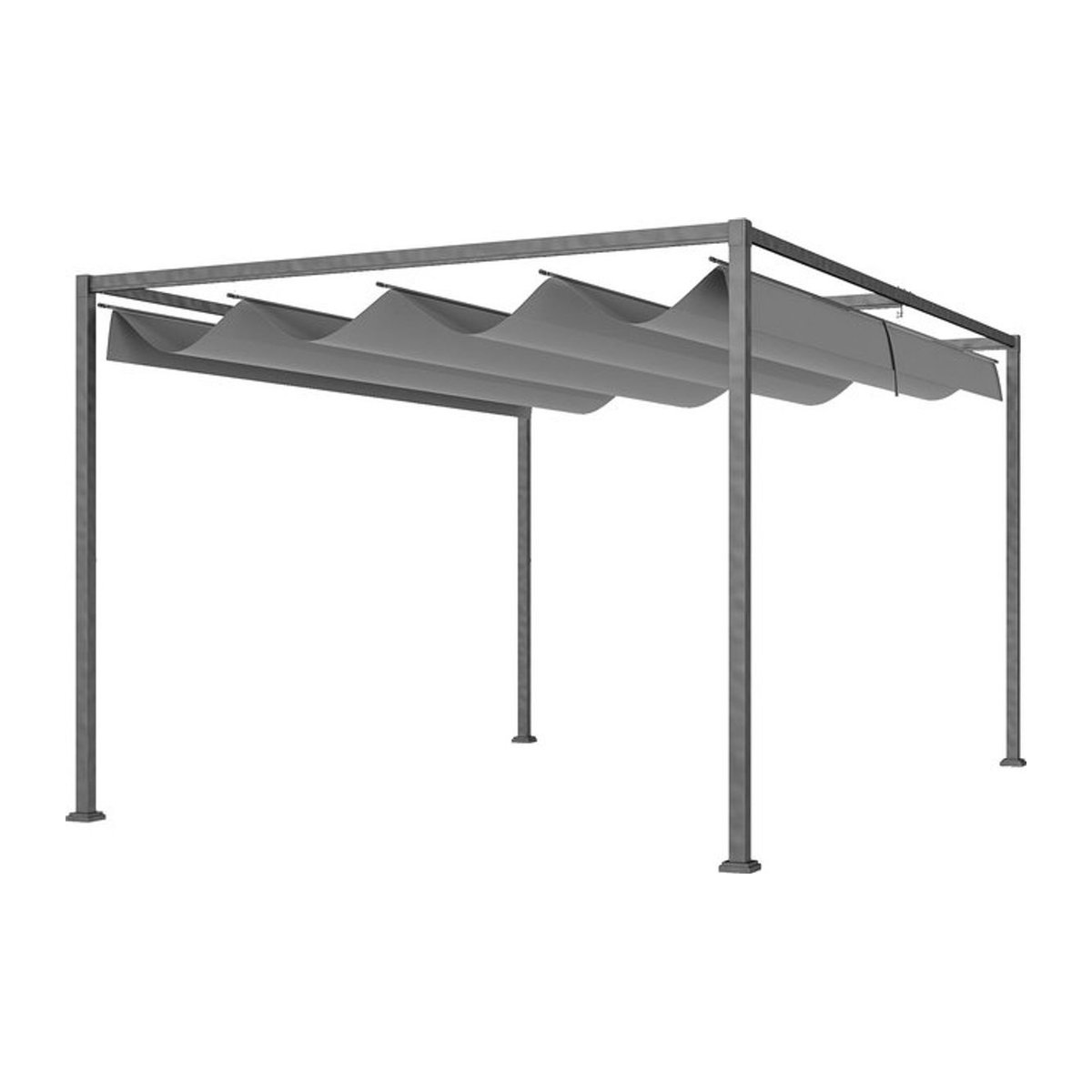 Outsunny Pergola Gartenpavillon aus Stahl mit verstellbarem Dach in Anthrazit, B/H/L: 300 x 222 x 400 cm - Bild 1