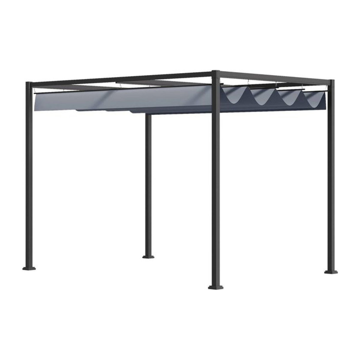Outsunny Pergola Gartenpavillon aus Stahl mit verstellbarem Dach in Anthrazit, B/H/L: 300 x 222 x 400 cm - Bild 3