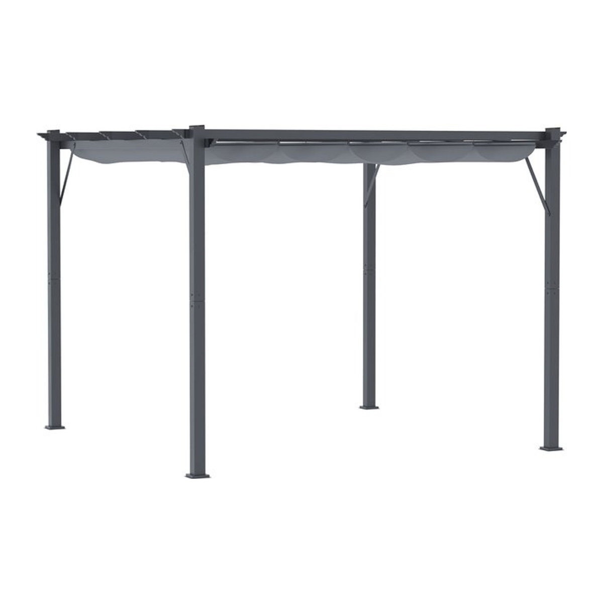 Outsunny Pergola Pavillon Terrassenüberdachung aus Aluminium mit Schiebedach in Anthrazit und Grau, B/T/H: 300 x 300 x 223 cm - Bild 1
