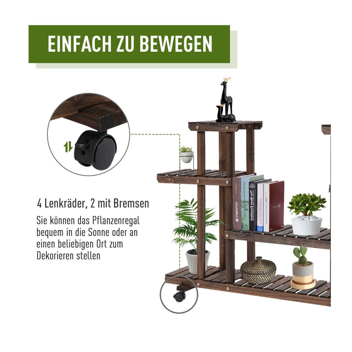 Outsunny Pflanzenregal aus Massivholz in Braun, B/H/L: 33 x 80 x 123,5 cm - Bild 2