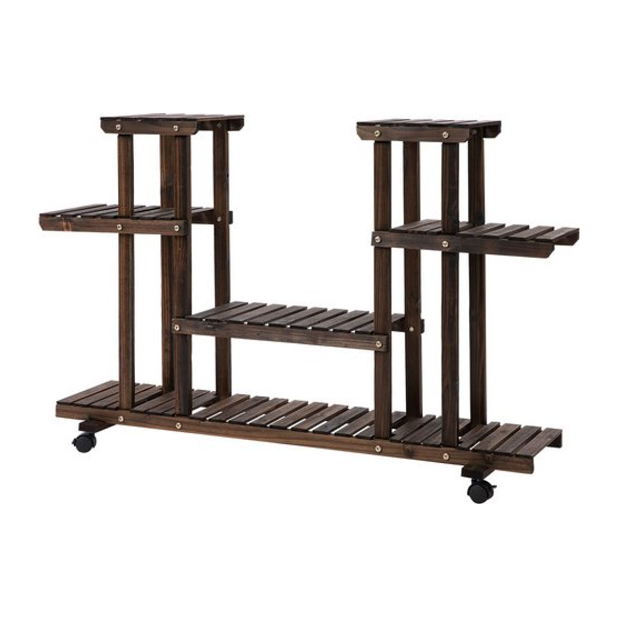 Outsunny Pflanzenregal aus Massivholz in Braun, B/H/L: 33 x 80 x 123,5 cm - Bild 4