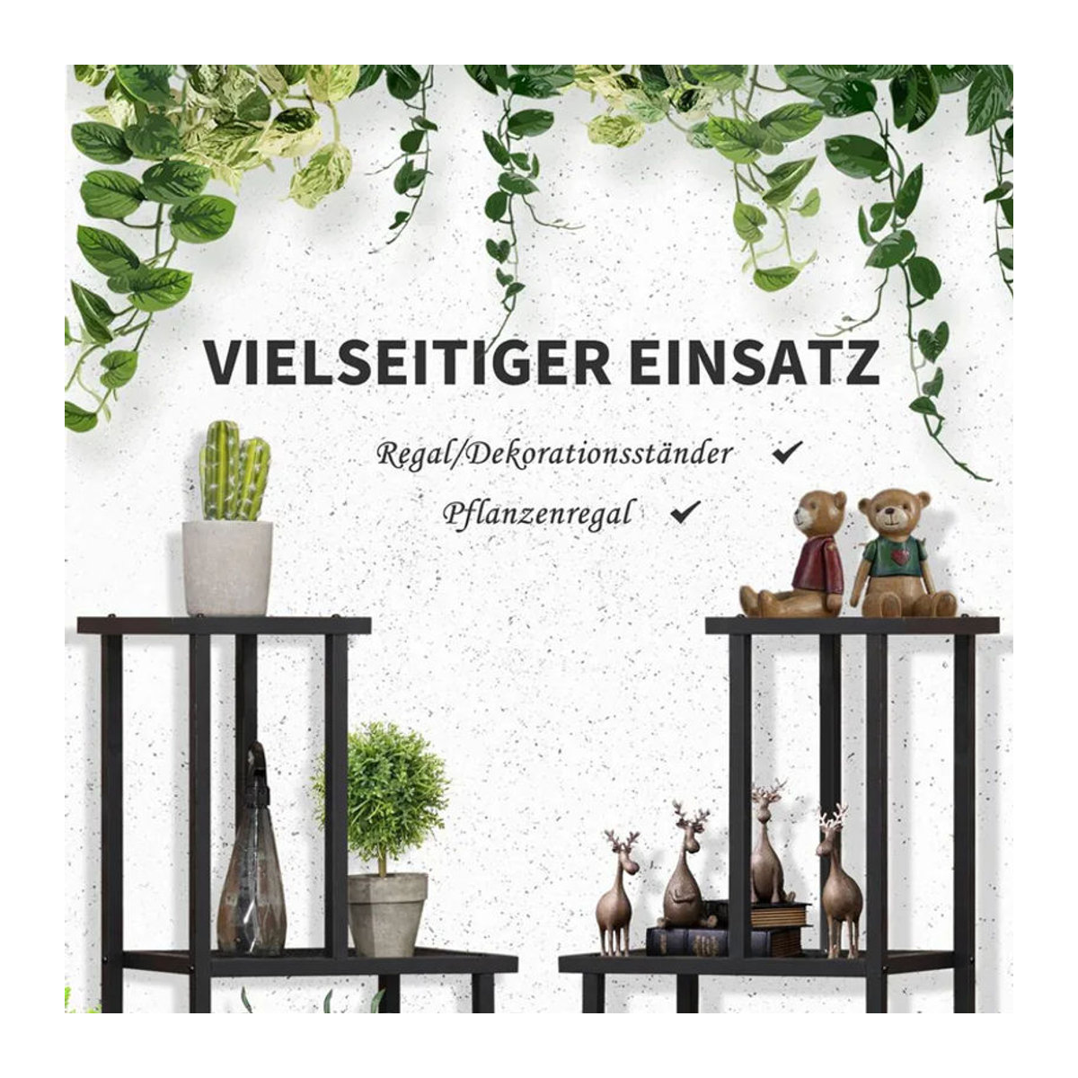 Outsunny Pflanzenregal aus Metall mit 4 Etagen in Schwarz, H x B x T: 83 x 91 x 25 cm - Bild 4