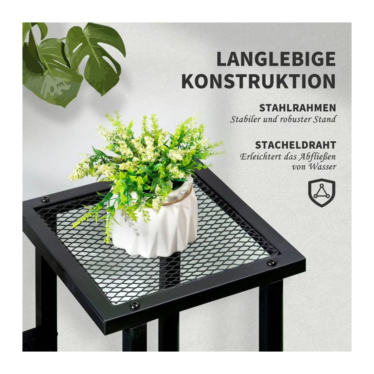 Outsunny Pflanzenregal aus Metall mit 4 Etagen in Schwarz, H x B x T: 83 x 91 x 25 cm - Bild 5