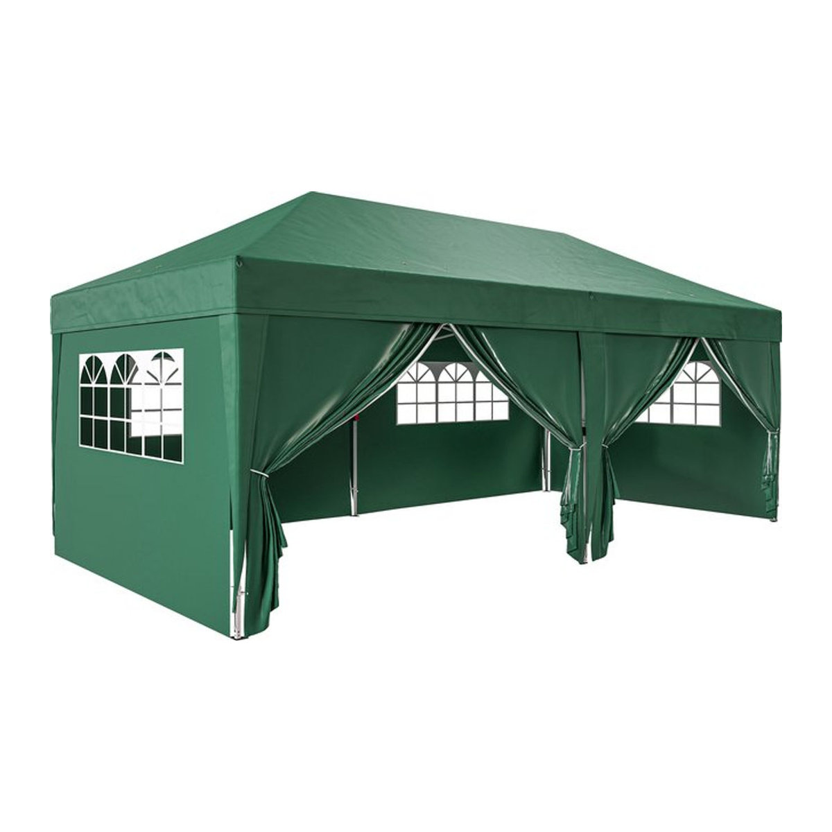 Outsunny Pop-up Faltpavillon mit Seitenteilen und Reißverschlusstür, winterfestes Gartenzelt mit UV-Schutz, Dunkelgrün, B/T: 600 x 300 cm - Bild 1
