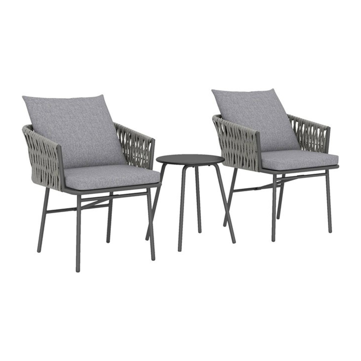 Outsunny Rattan Bistroset 3-tlg. Gartenmöbel-Set aus Polyrattan in Grau mit Couchtisch und 2 Sesseln, B/H/L: 58 x 69 x 63 cm - Bild 3