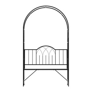 Outsunny Rosenbogen aus Metall mit Gartenbank in Schwarz, B/T/H: 121 x 50 x 203 cm