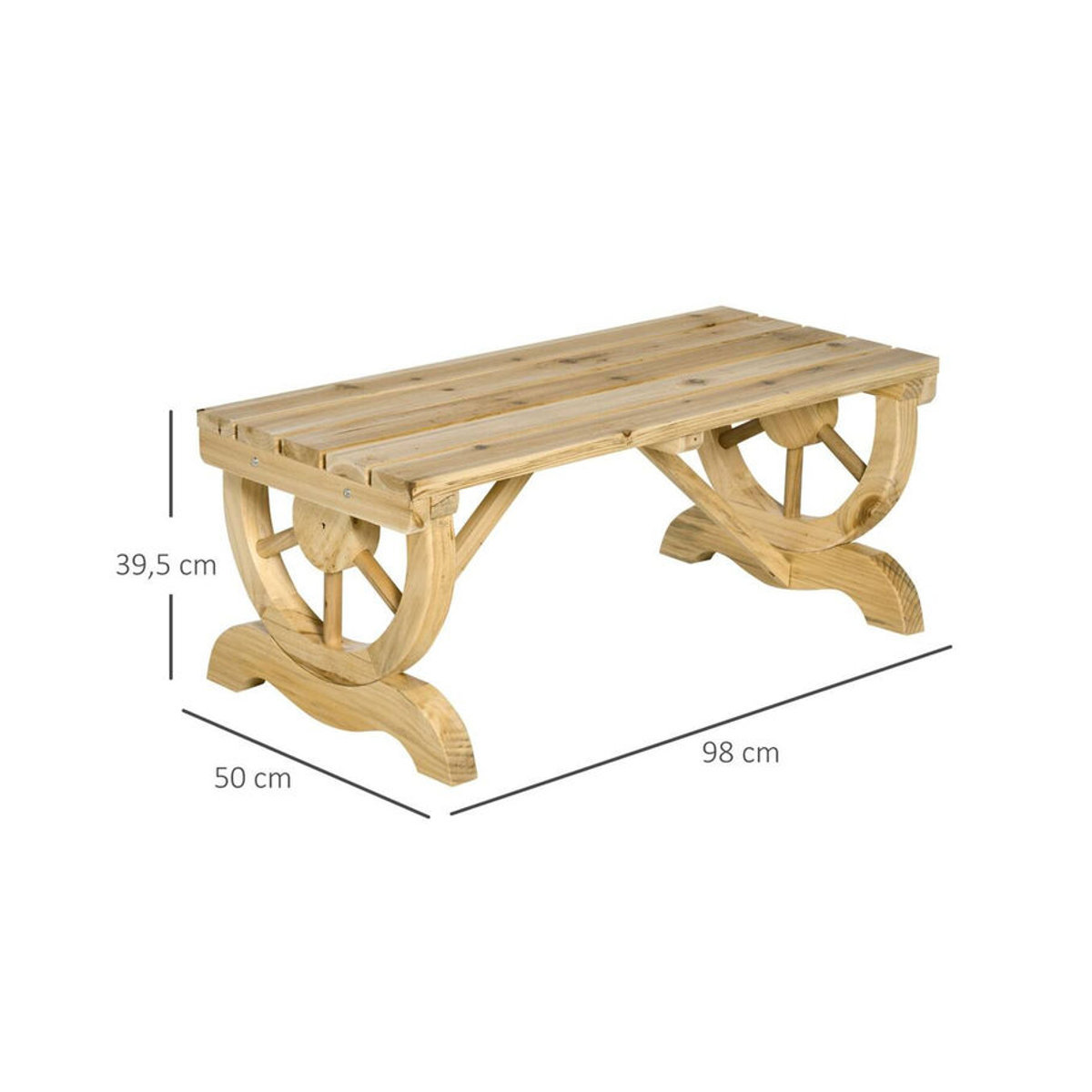 Outsunny Sitzbank im Landhausstil aus Holz in Natur und Beige B/H/L: 50 x 39,5 x 50 cm - Bild 2