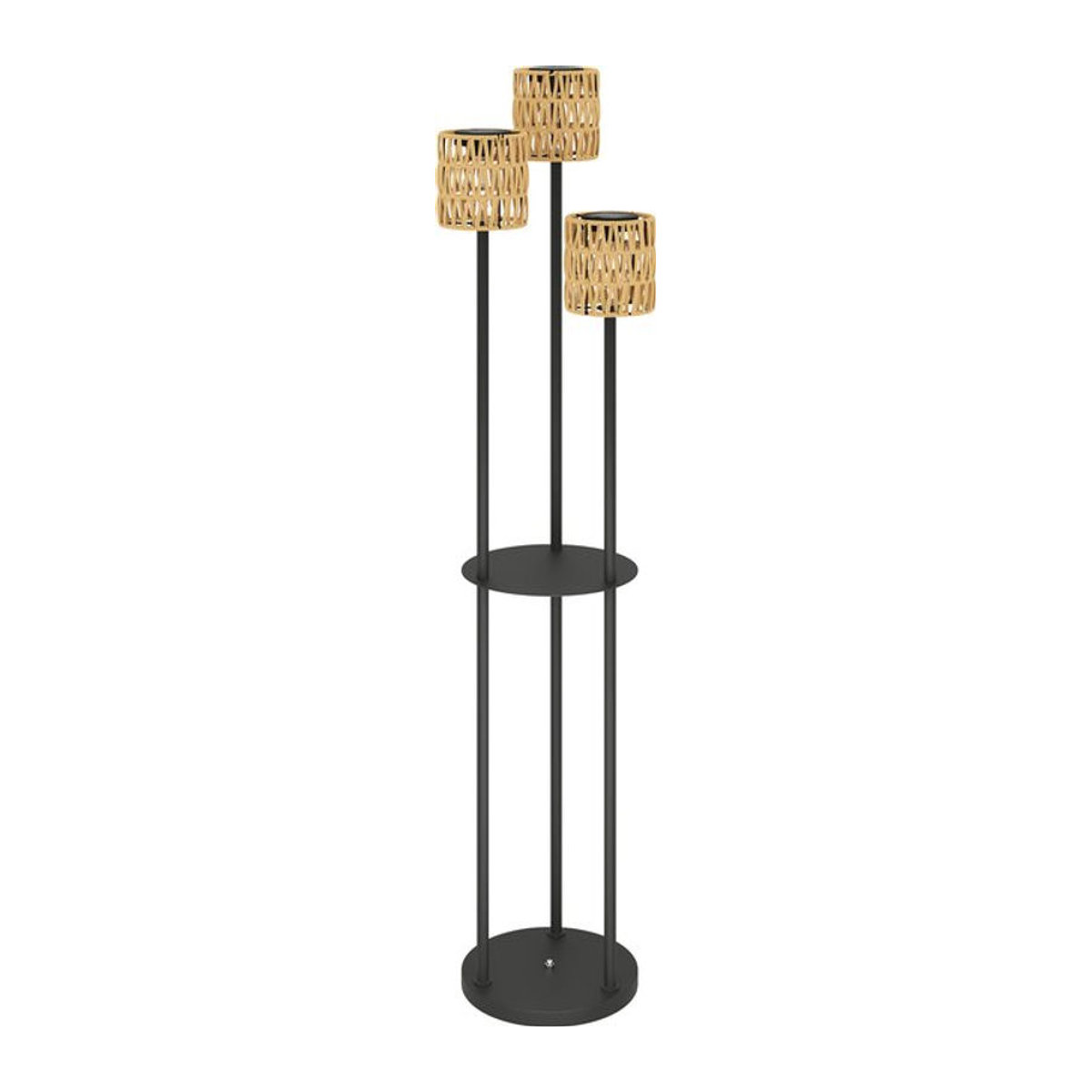 Outsunny Solar-Stehlampe im Boho-Stil aus Rattan mit LED und Lichtsensor, IP44 wasserdicht, Gelb, Durchmesser: 37 cm, Höhe: 144 cm - Bild 1