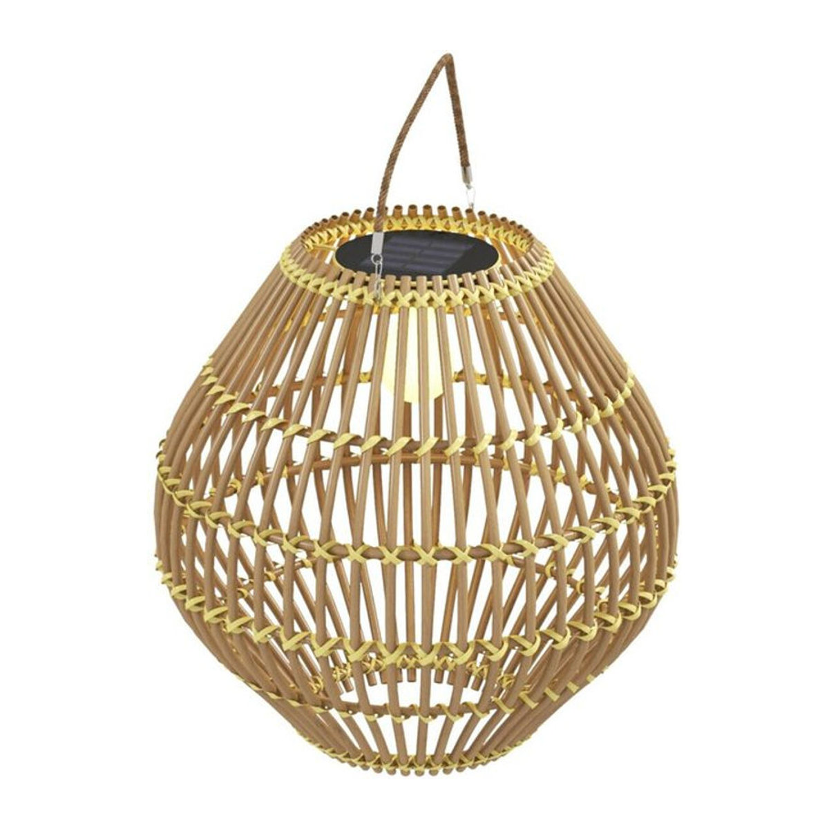 Outsunny Solarleuchte LED aus Polyrattan und Edelstahl in Gelb und Braun mit warmweißem Licht, IP44, B/H/L: 31 x 31 x 32 cm - Bild 1
