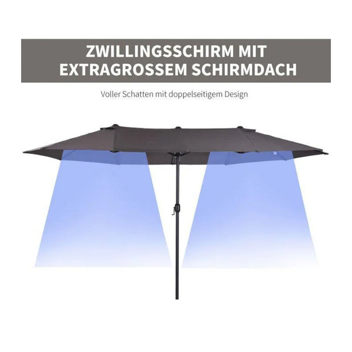 Outsunny Sonnenschirm aus Metall und Polyester in Grau, B/H/L: 270 x 240 x 460 cm - Bild 3