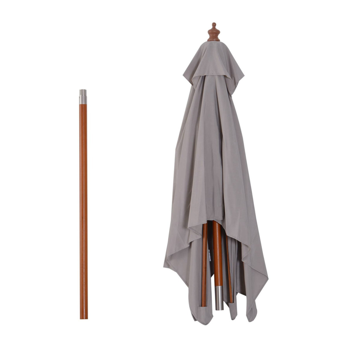 Outsunny Sonnenschirm Grau aus Tannenholz und Polyester, 3-stufig einstellbar, B/T/H: 150 x 200 x 235 cm - Bild 3