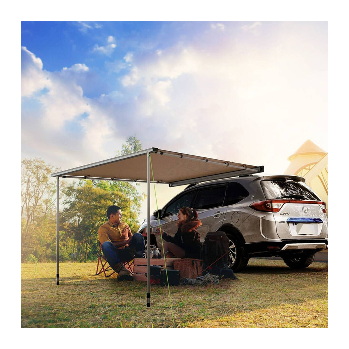 Outsunny Sonnensegel für Wohnwagen in Beige mit Aluminiumgestell, B/H/L: 250 x 225 x 160 cm - Bild 1
