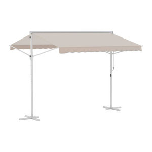 Outsunny Standmarkise für Garten und Terrasse mit Faltarm und Kurbel, beige, B/H/L: 294 x 250 x 295 cm