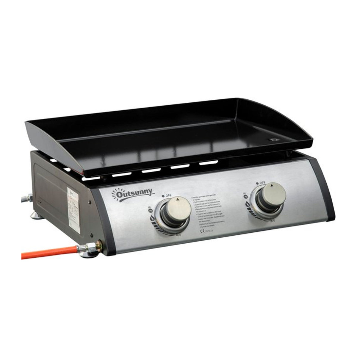 Outsunny Tischgasgrill mit 2 Brennern aus Edelstahl und Metall in Schwarz und Silber, B/T/H: 48,5 x 46 x 21 cm - Bild 1