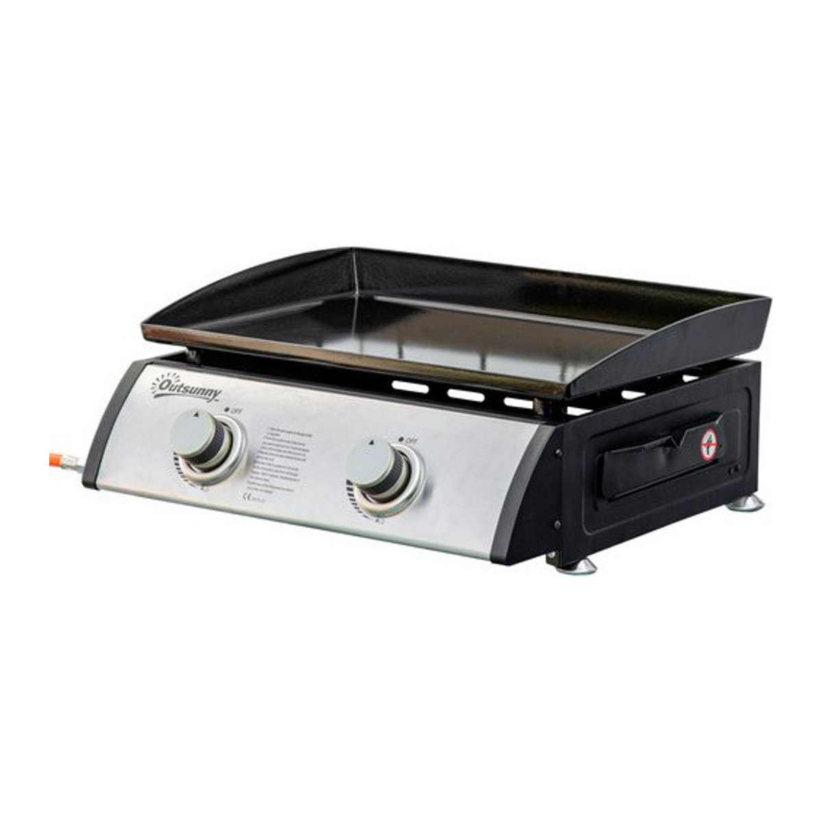 Outsunny Tischgasgrill mit 2 Brennern aus Edelstahl und Metall in Schwarz und Silber, B/T/H: 48,5 x 46 x 21 cm - Bild 5