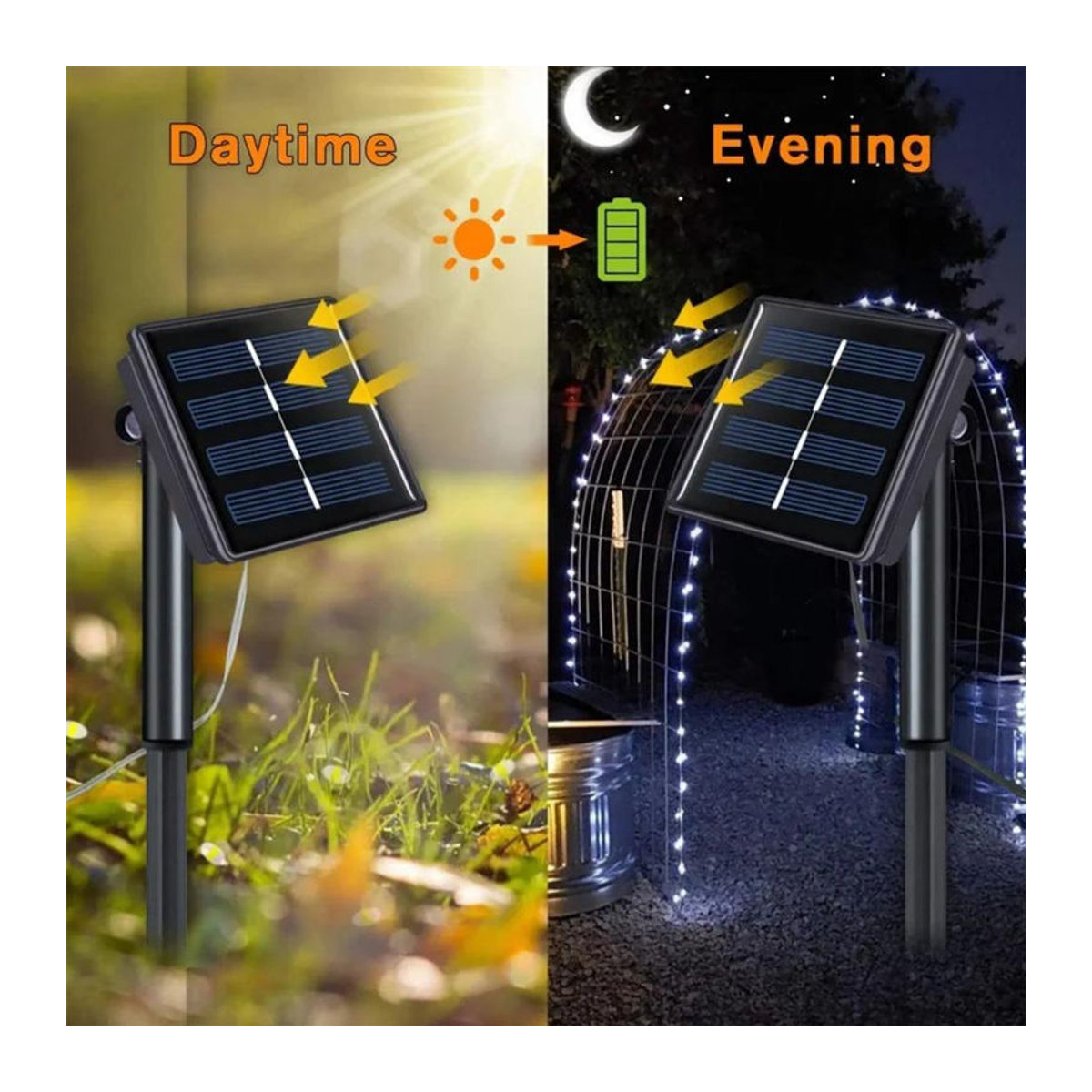 OuuZuu Solar-Lichterkette für den Außenbereich mit 8 Modi, LED Kupferdraht-Lichterkette in Weiß, IP65 wasserdicht für Garten, Hof und Hochzeit - Bild 4