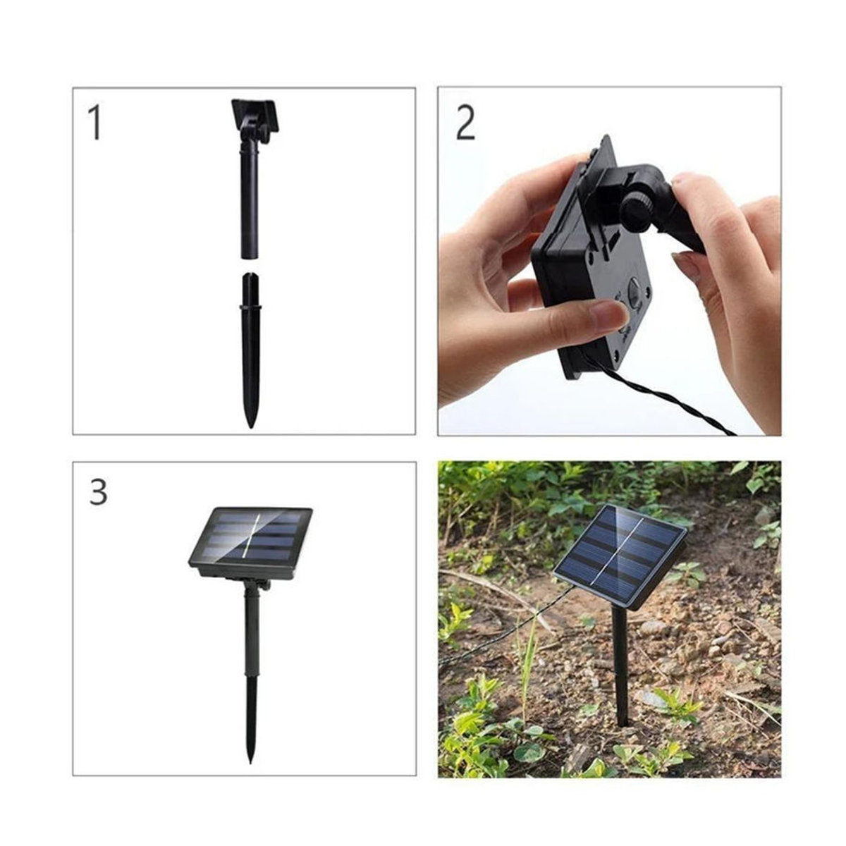 OuuZuu Solar-Lichterkette für den Außenbereich mit 8 Modi, LED Kupferdraht-Lichterkette in Weiß, IP65 wasserdicht für Garten, Hof und Hochzeit - Bild 6