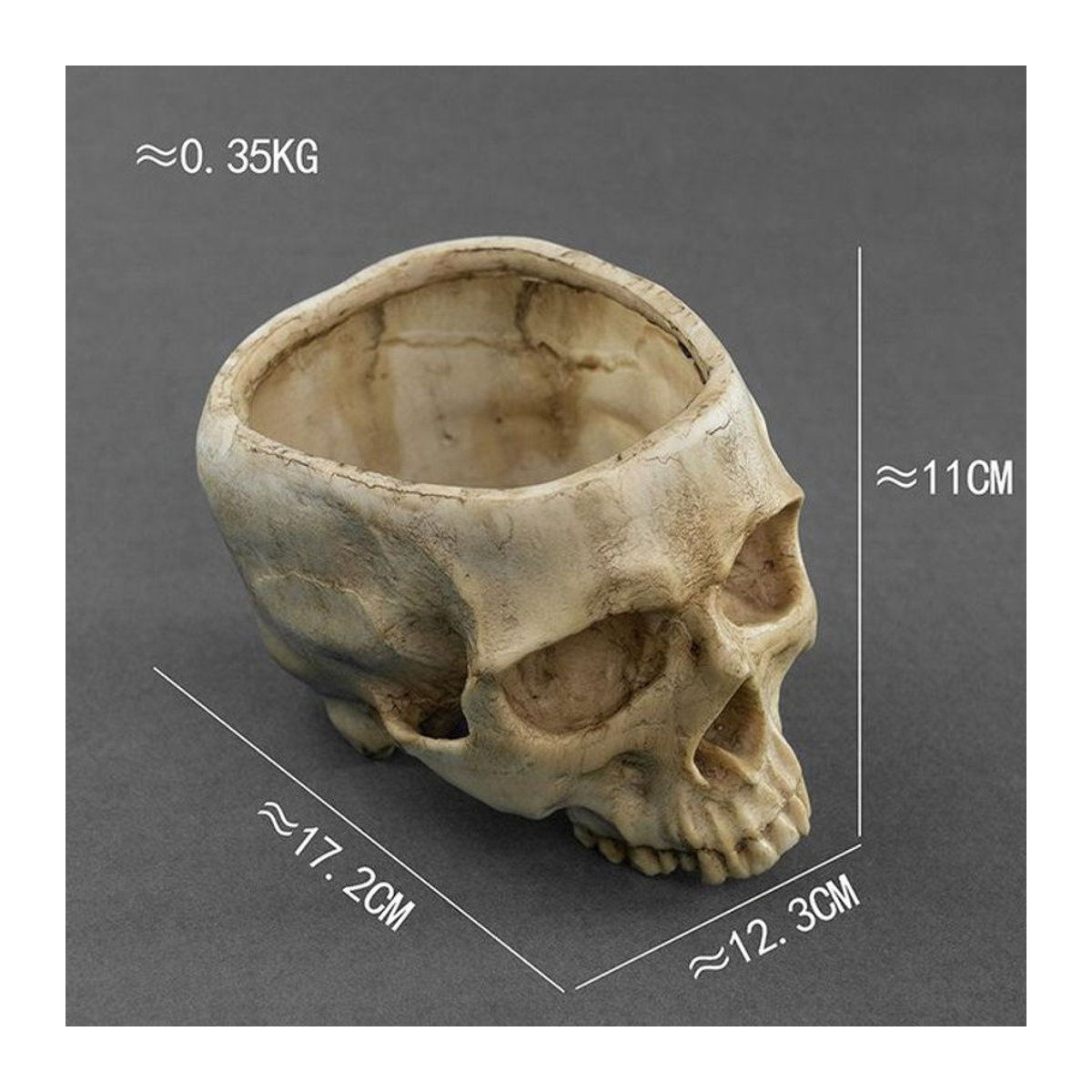 Ouyaohong Abstrakter Schädel Blumentopf aus Kunstharz in Beige als kreative Horror-Skulptur und Vase für Schnittblumen zur Desktop-Dekoration - Bild 1