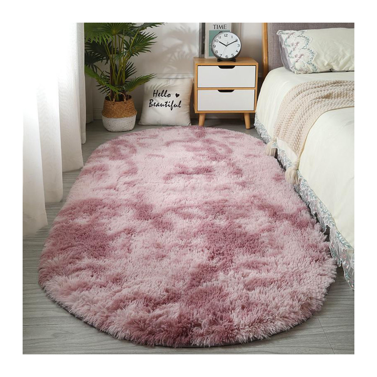 Ovaler flauschiger Langhaarteppich von ZZ HOME in Mehrfarbig und Creme, B/T: 100 x 200 cm - Bild 3
