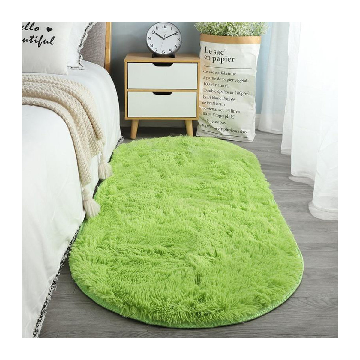 Ovaler flauschiger Langhaarteppich von ZZ HOME in Mehrfarbig und Creme, B/T: 100 x 200 cm - Bild 7