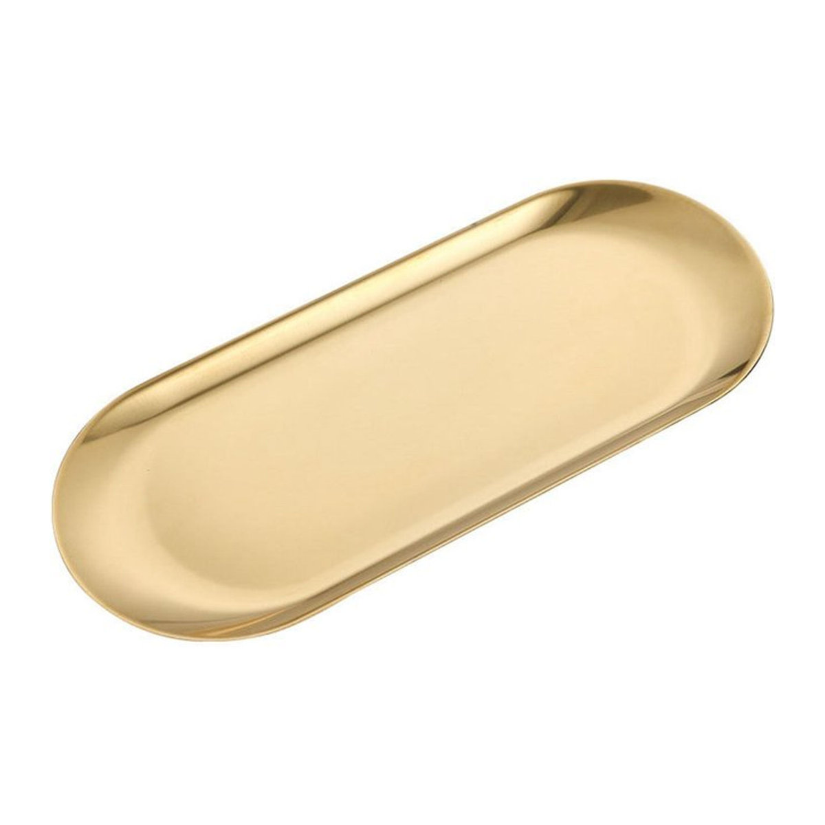 Ovales Edelstahl-Tablett von KONNWEI in Gold, rutschfest mit flachem Boden, B: 23 cm, T: 9,3 cm - Bild 1