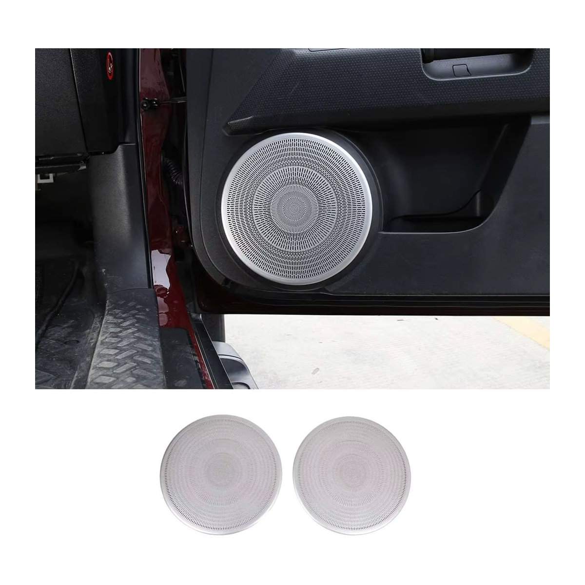 Owntycar Lautsprecher Abdeckung aus Edelstahl in Silber für Toyota FJ Cruiser 2007-2021, Rundes Mesh-Gitter für Tür-Hochtöner und Stamm-Lautsprecher als Schutz-Zubehör - Bild 5