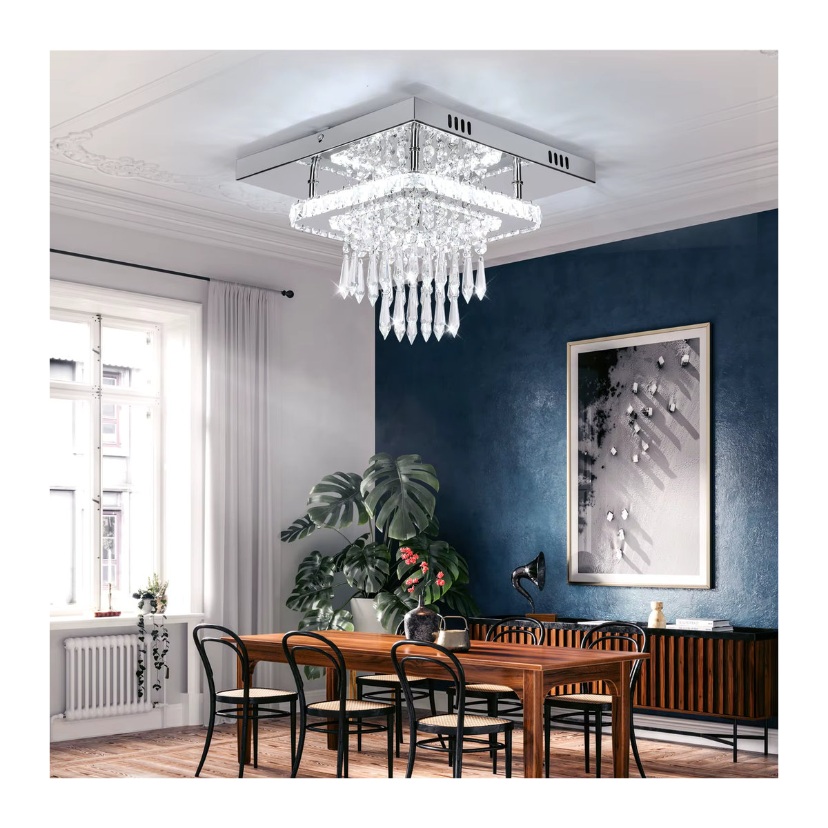 Oyajia Kristall-LED-Deckenleuchte in Chrom mit Glas, Kronleuchter für Wohnzimmer und Schlafzimmer, Kaltweiß, Durchmesser: 30 cm - Bild 3