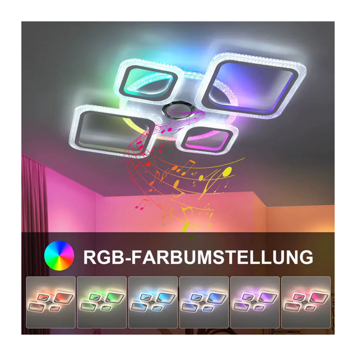 Oyajia LED Deckenleuchte 50W RGB Dimmbar mit Fernbedienung in Bunt Modern - Bild 3