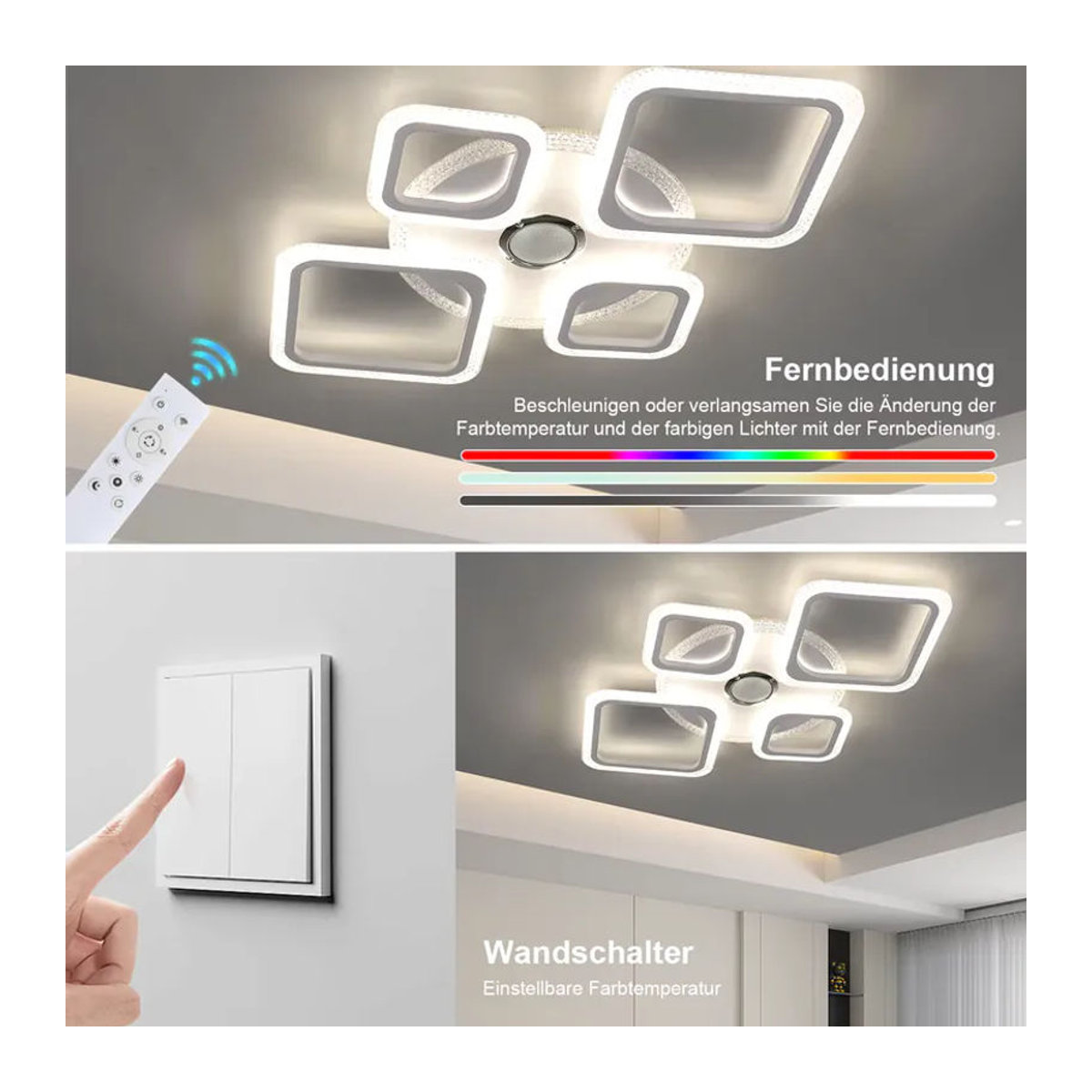 Oyajia LED Deckenleuchte 50W RGB Dimmbar mit Fernbedienung in Bunt Modern - Bild 4