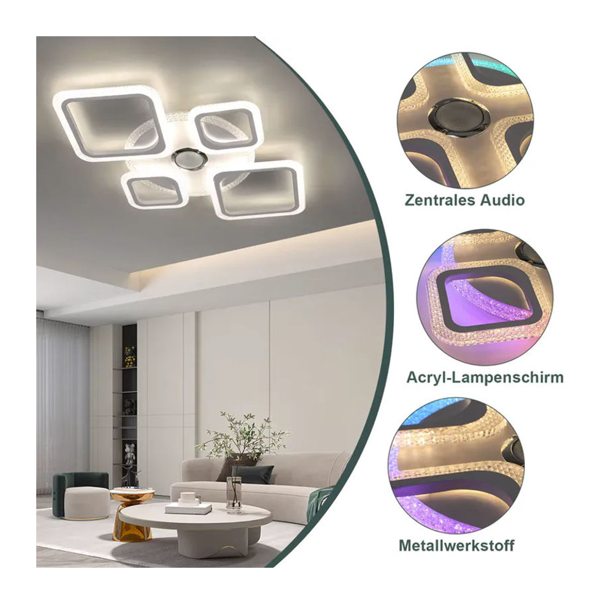Oyajia LED Deckenleuchte 50W RGB Dimmbar mit Fernbedienung in Bunt Modern - Bild 6