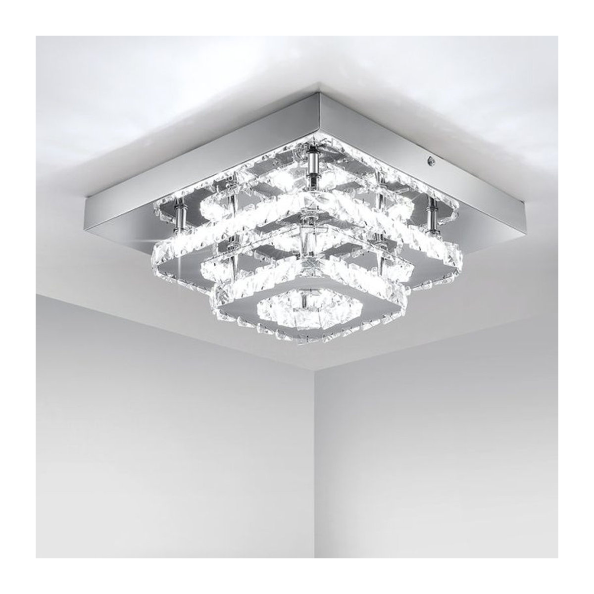 Oyajia LED-Kristall-Deckenleuchte in Chrom, 36 W, Kaltweiß, Durchmesser: 30 cm, Modernes Design - Bild 1