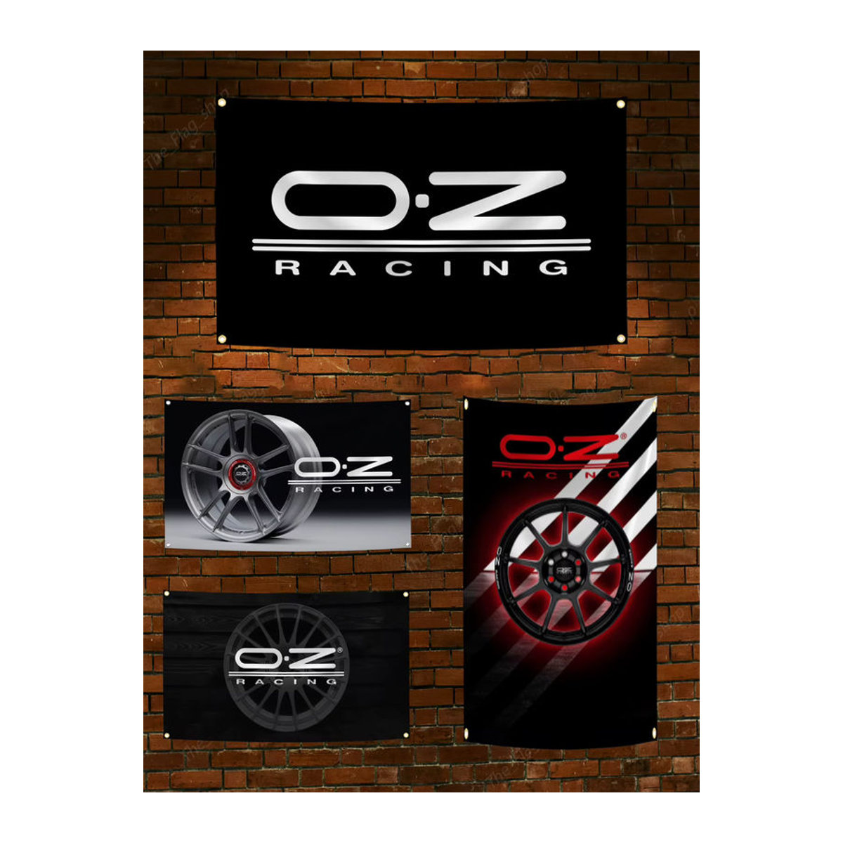 OZ Racing Motorsports Radnabenflagge Schwarz, Polyester-Banner mit Digitaldruck für Garage oder Zuhause, Breite: 90 cm, Höhe: 150 cm - Bild 2