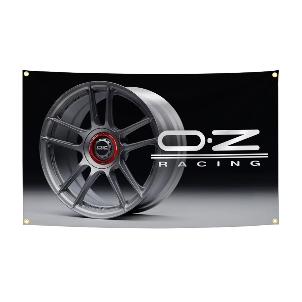 OZ Racing Motorsports Radnabenflagge Schwarz, Polyester-Banner mit Digitaldruck für Garage oder Zuhause, Breite: 90 cm, Höhe: 150 cm - Bild 4