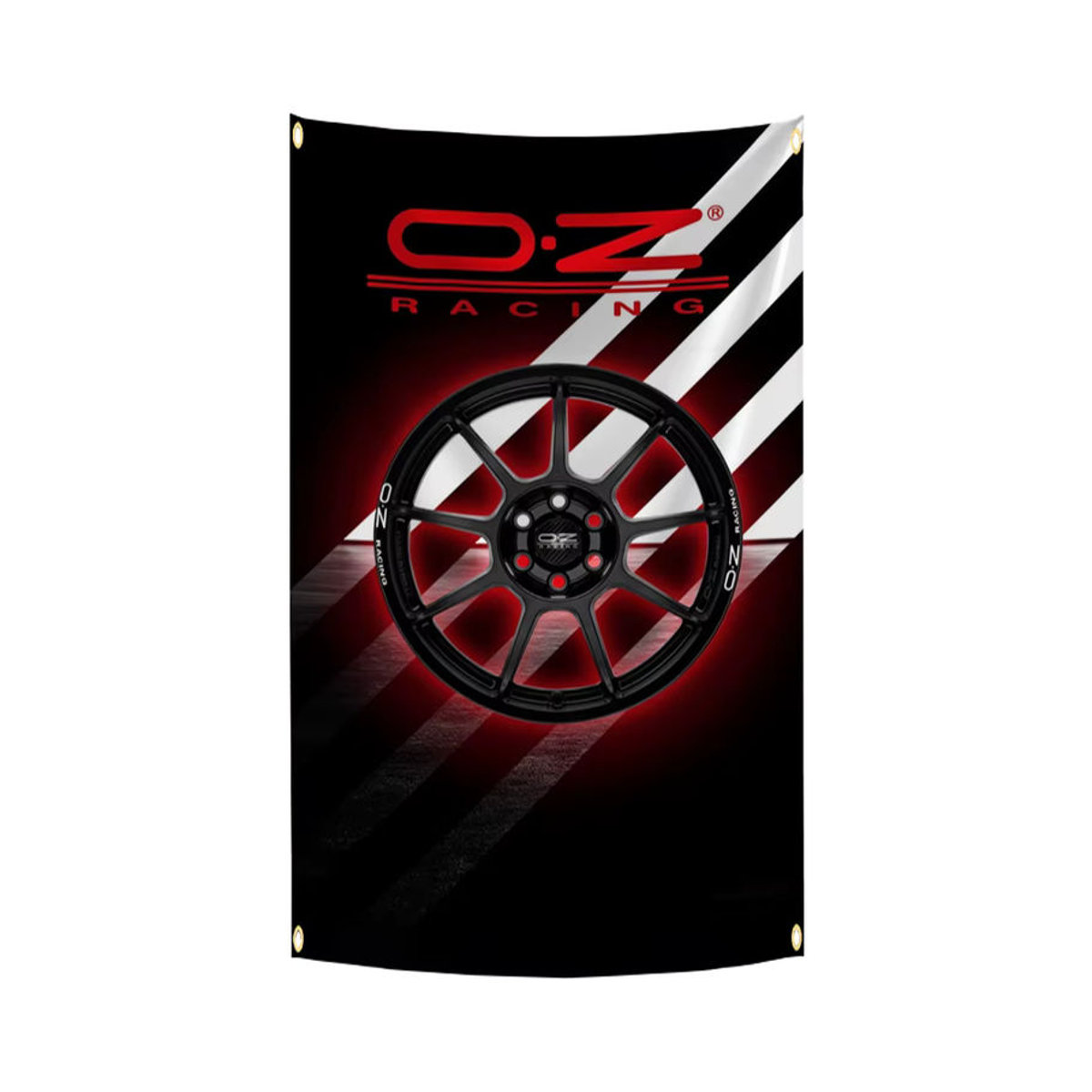 OZ Racing Motorsports Radnabenflagge Schwarz, Polyester-Banner mit Digitaldruck für Garage oder Zuhause, Breite: 90 cm, Höhe: 150 cm - Bild 5