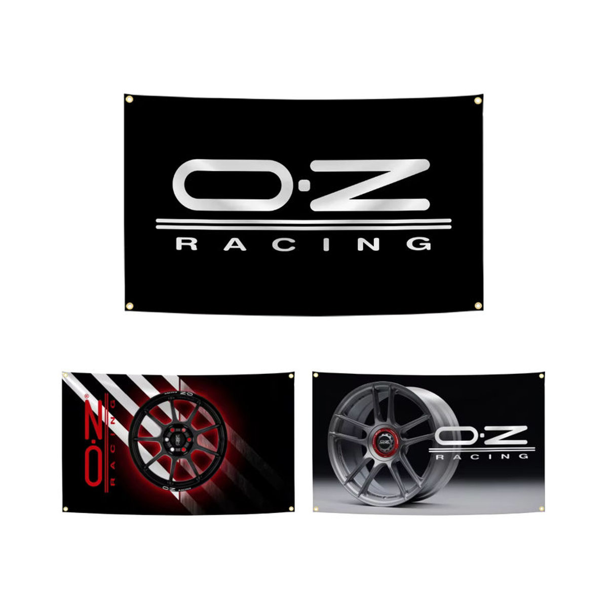 OZ Racing Motorsports Radnabenflagge Schwarz, Polyester-Banner mit Digitaldruck für Garage oder Zuhause, Breite: 90 cm, Höhe: 150 cm - Bild 6