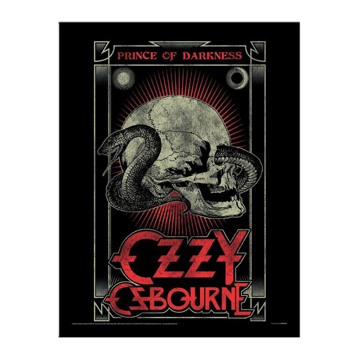 Ozzy Osbourne Prins van de Duisternis gerahmtes Poster mit Schedel und Tier-Motiv in Schwarz, B/H: 40 x 40 cm - Bild 1