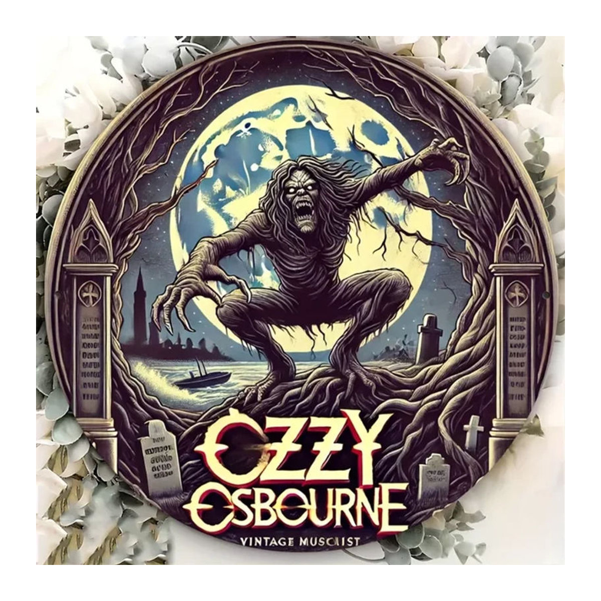 Ozzy Osbourne Vintage Metallschild von Potdemiel, quadratische Wanddekoration mit Porträt, mehrfarbig, B/H: 20,3 x 20,3 cm - Bild 1
