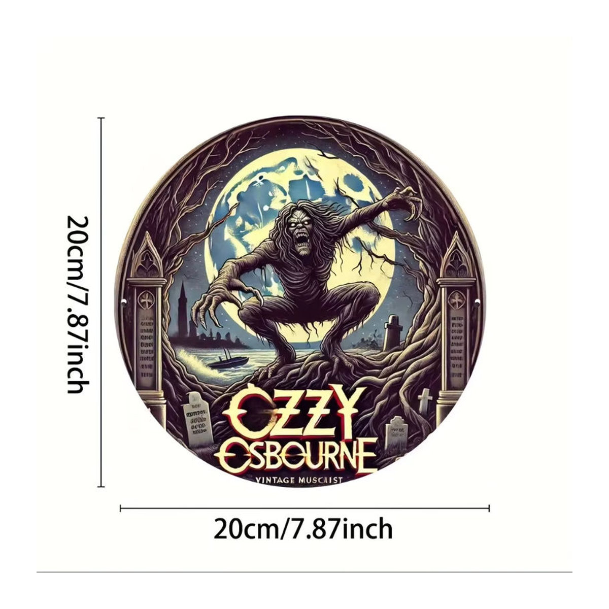 Ozzy Osbourne Vintage Metallschild von Potdemiel, quadratische Wanddekoration mit Porträt, mehrfarbig, B/H: 20,3 x 20,3 cm - Bild 2